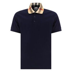 Burberry Cotton Polo Shirt With Check Collar Tag Size L Men